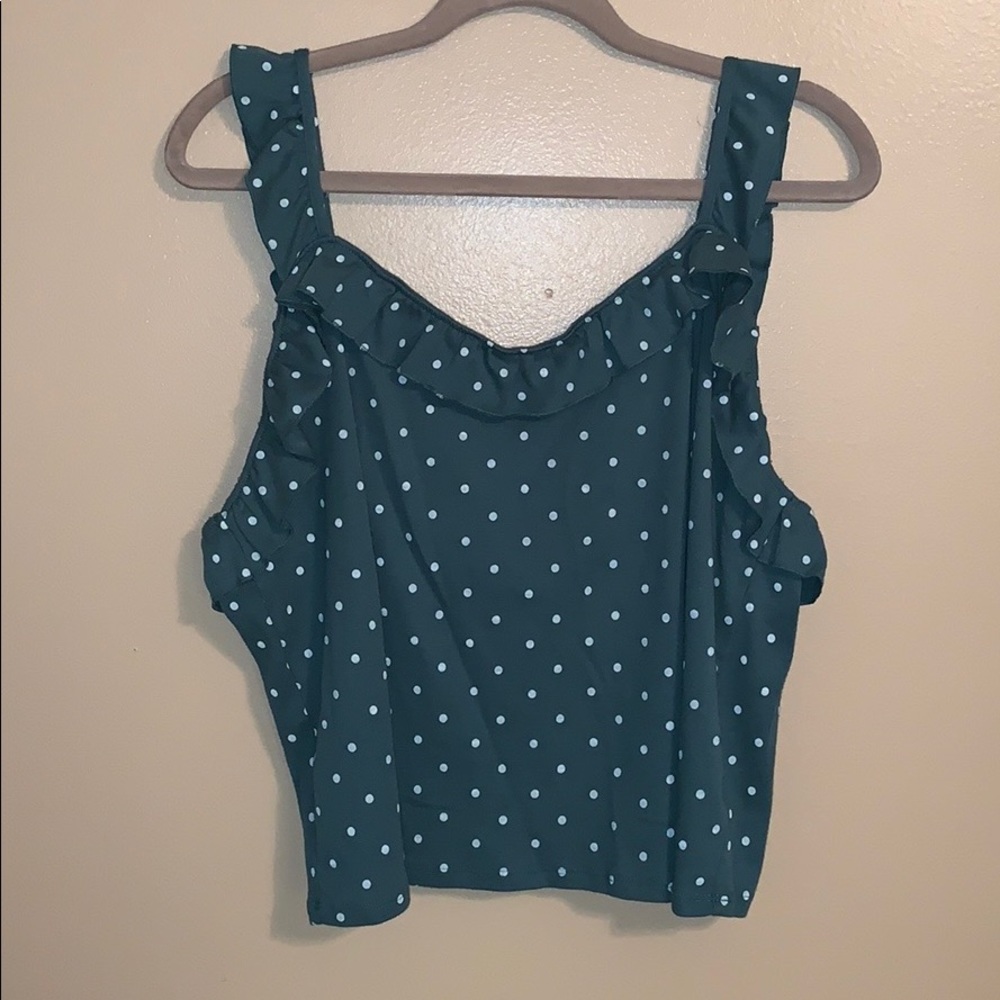 NWOT • AEO Crop Top Tank | Ruffled W/ Polka Dots